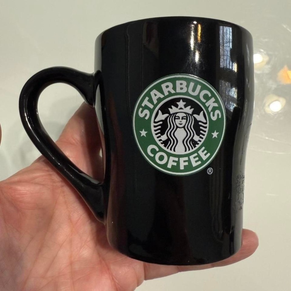STARBUCKS 2008 Black Both Sides Mermaid Siren Logo Ceramic Coffee Mug Cup‎ 8oz - Picture 5 of 6